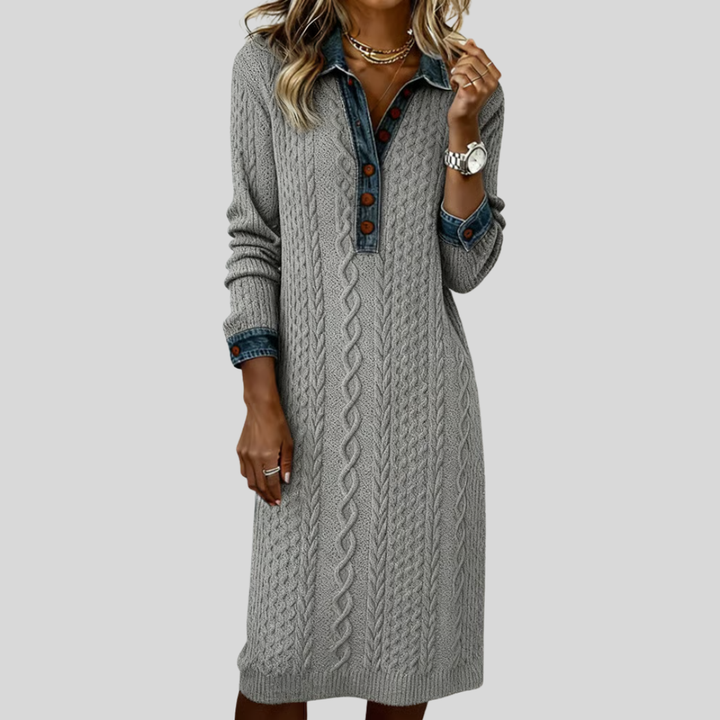 Amelie | Women's Cable Knit Midi Dress