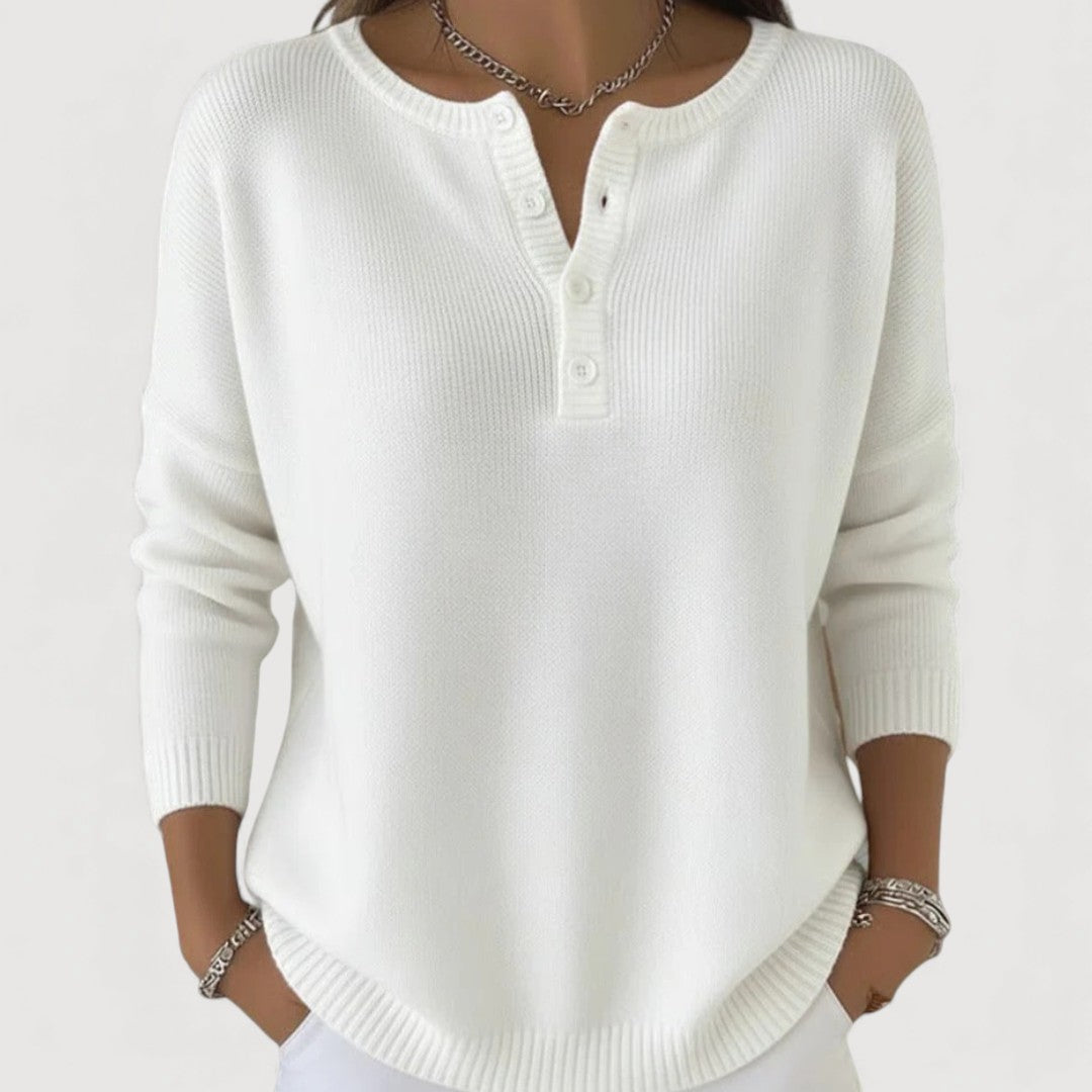 Anastasia | Women's Ribbed Button Neck Sweater