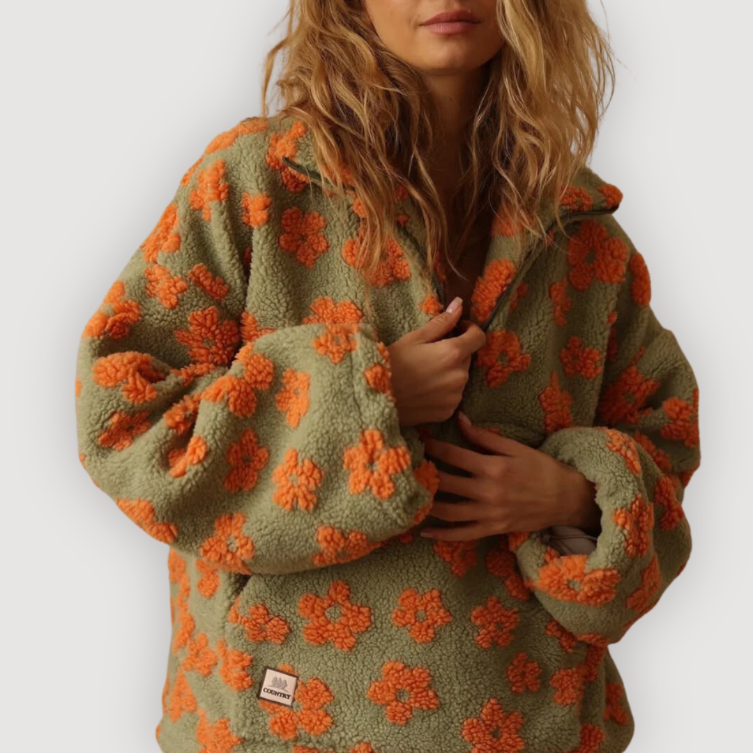 Cecily | Women's Floral Print Half-Zip Sweater