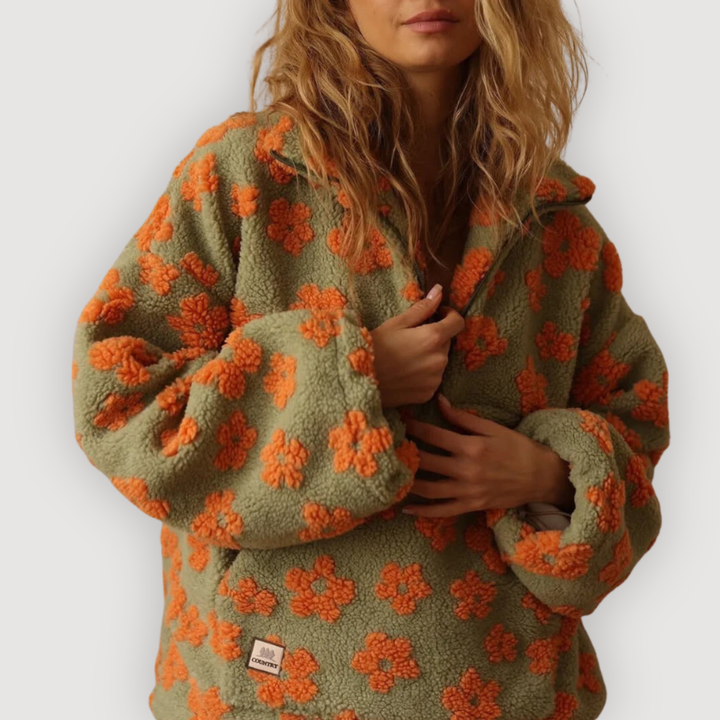 Cecily | Women's Floral Print Half-Zip Sweater
