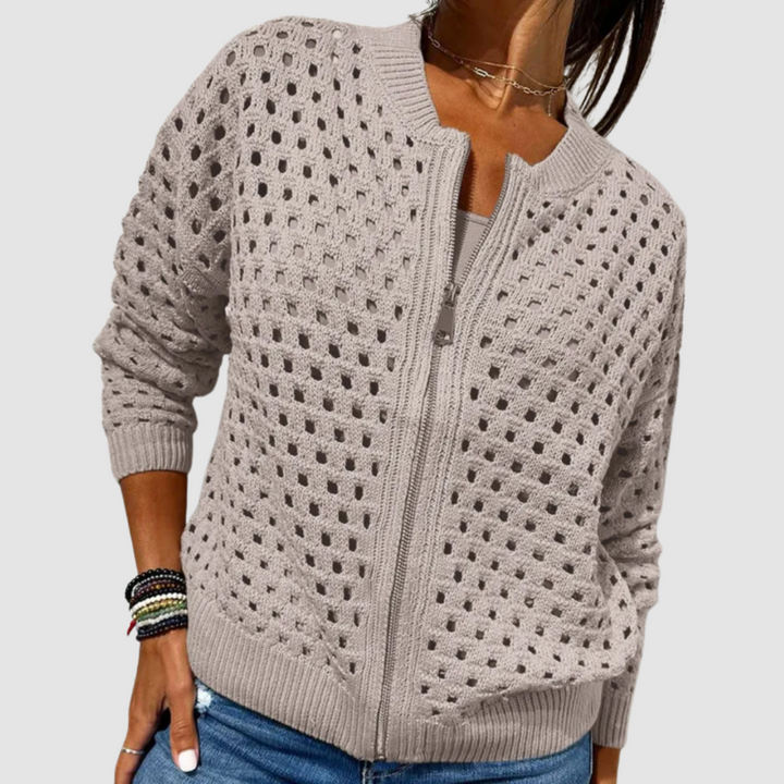 Bianca | Women's Knitted Cutout Zip Cardigan