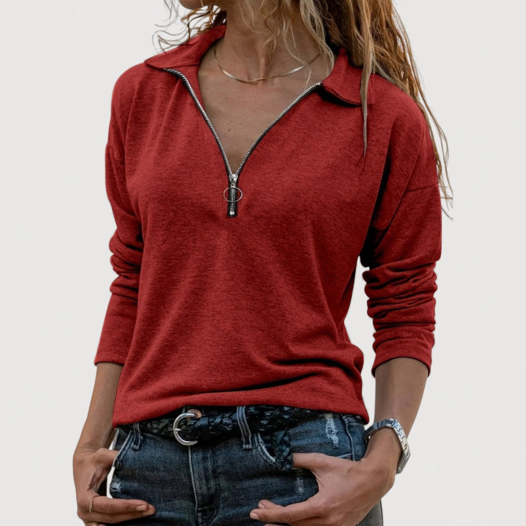 Tamsin | Women's Half Zip Collar Top