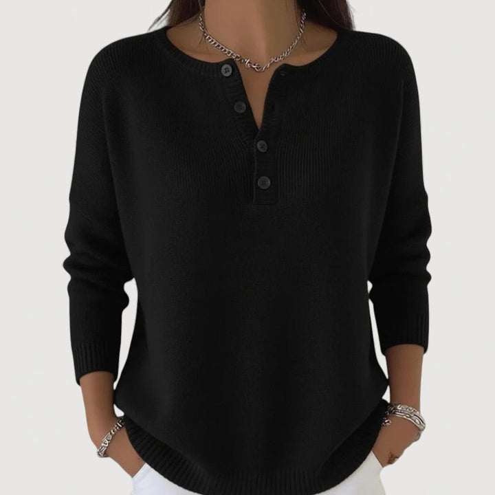 Anastasia | Women's Ribbed Button Neck Sweater