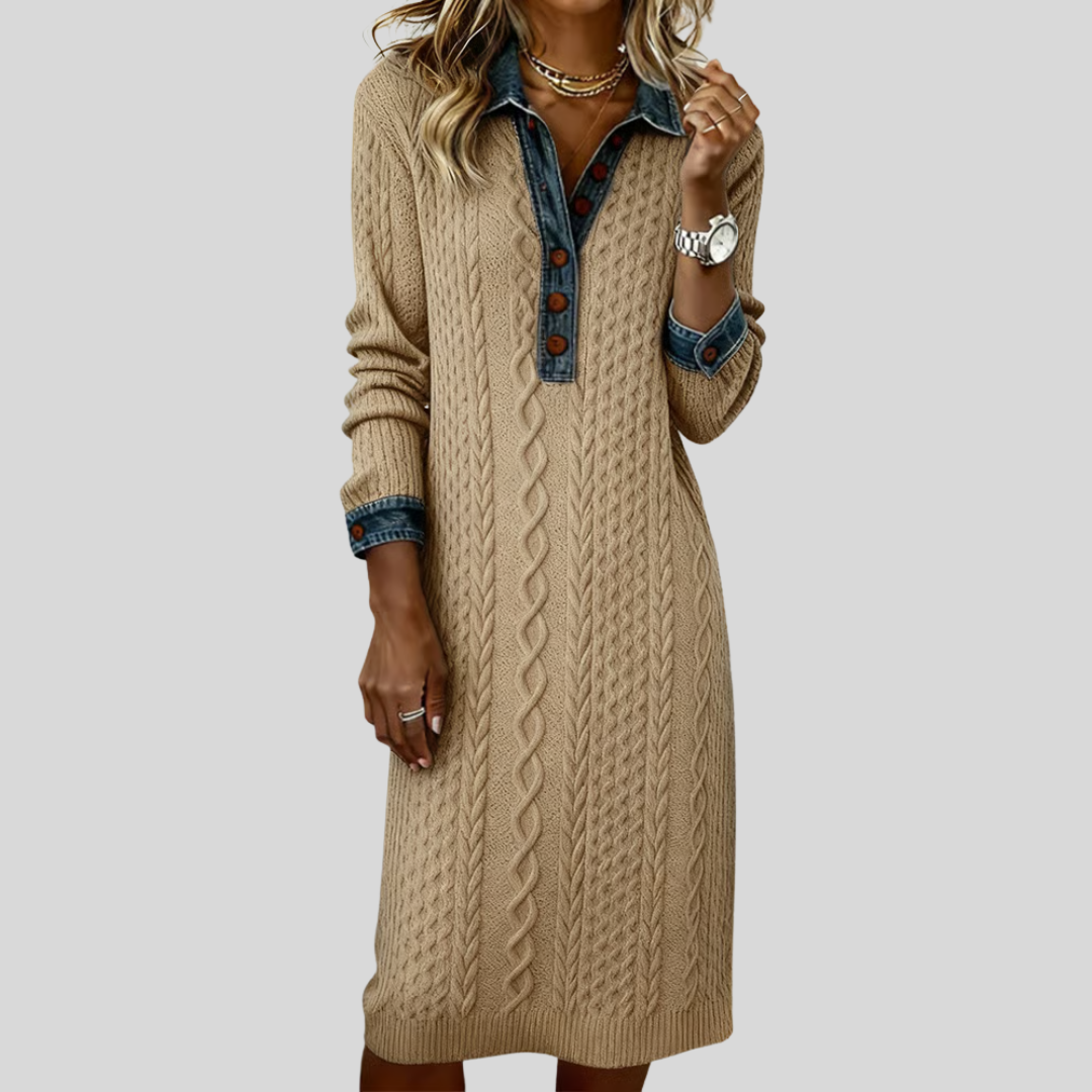 Amelie | Women's Cable Knit Midi Dress