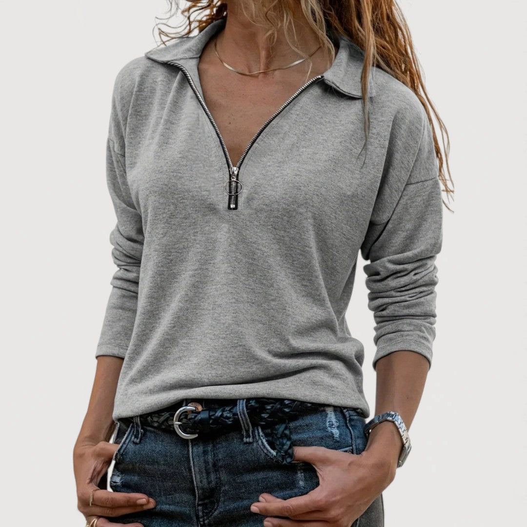 Tamsin | Women's Half Zip Collar Top