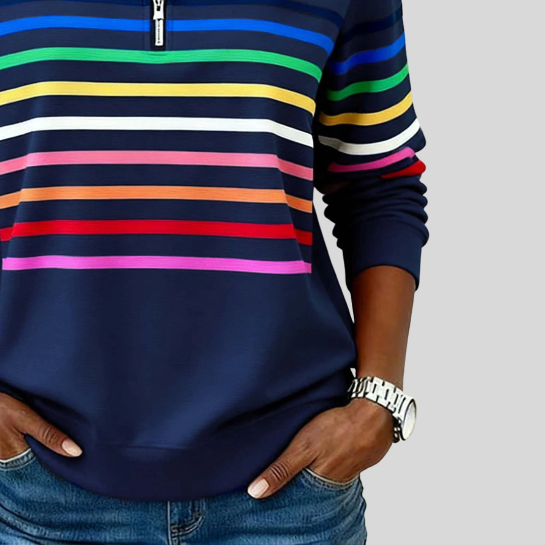 Harriet | Women's Striped Half-Zip Sweater