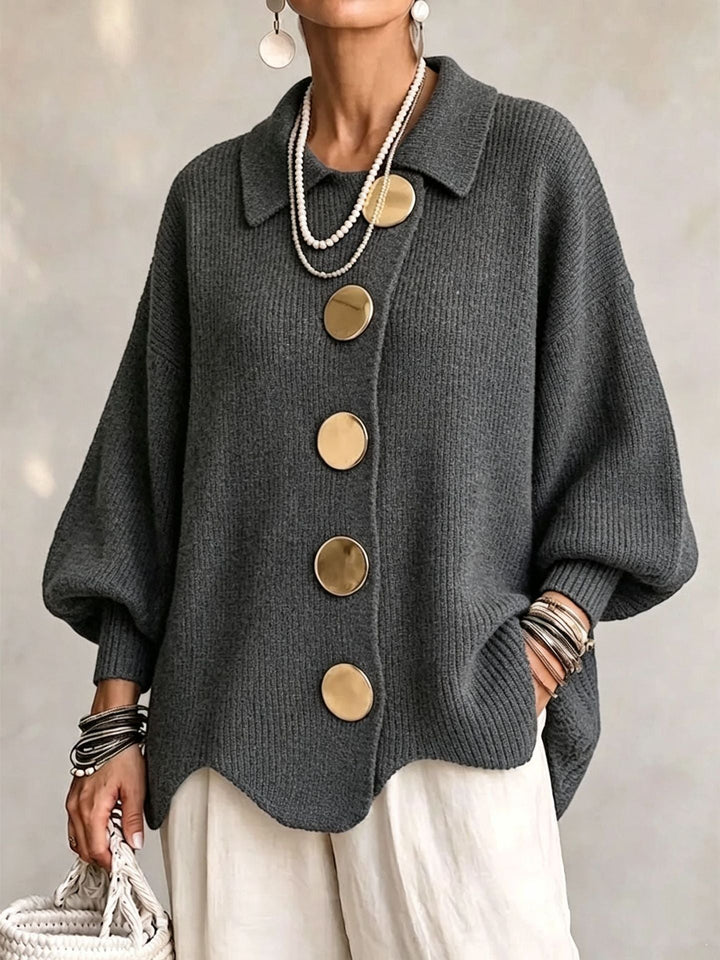 Vanessa | Women's Collared Button Knit Cardigan