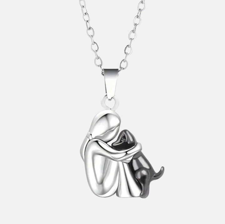 Marian | Women's Girl Hugging Dog Necklace