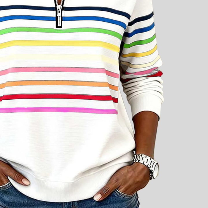 Harriet | Women's Striped Half-Zip Sweater
