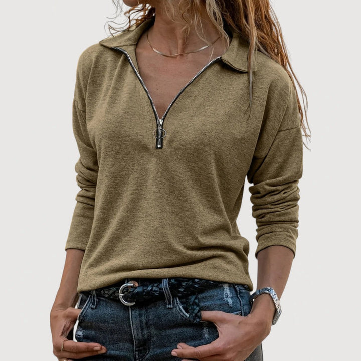Tamsin | Women's Half Zip Collar Top