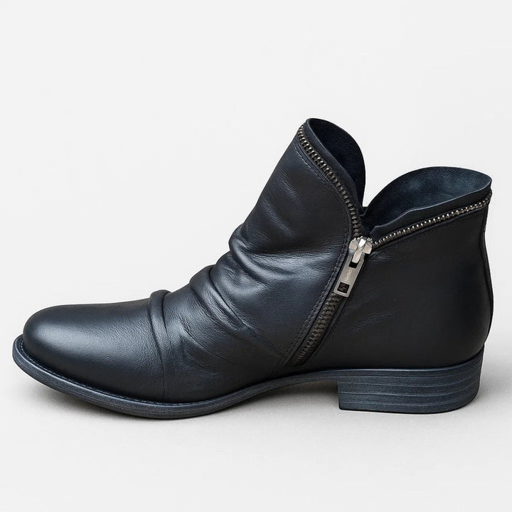 Renee | Women's Ruched Side Zip Ankle Boots