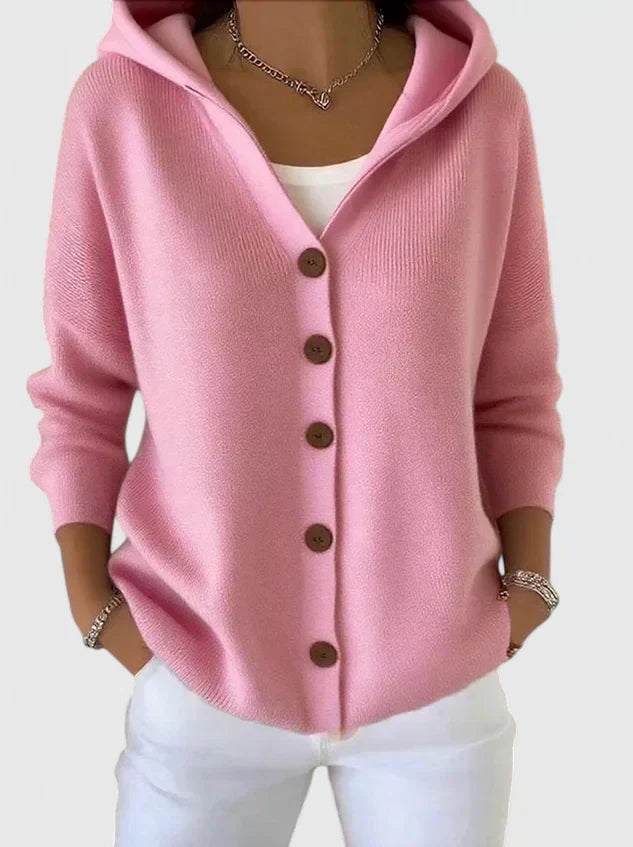 Agatha | Women's Hooded Knitted Button Cardigan