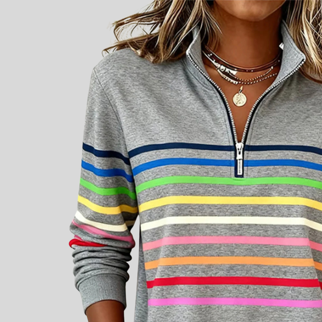 Harriet | Women's Striped Half-Zip Sweater