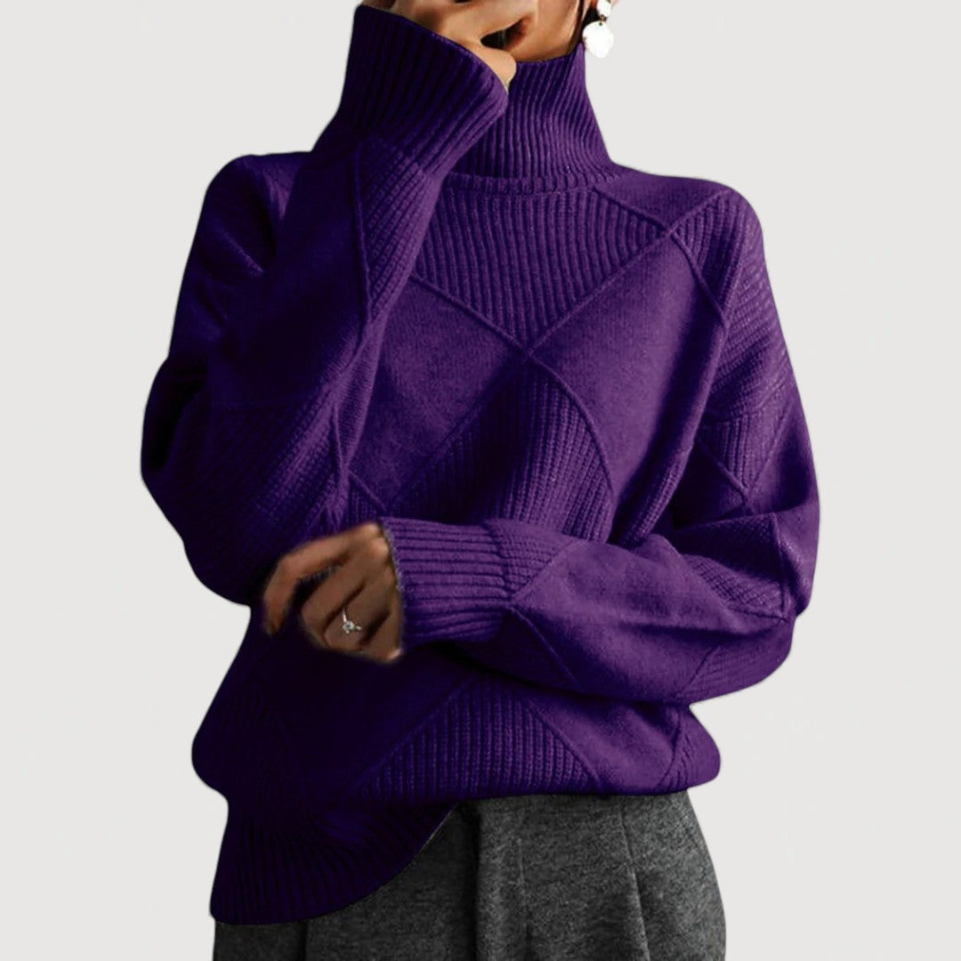 Jessica | Women's Turtleneck Panel Seam Sweater