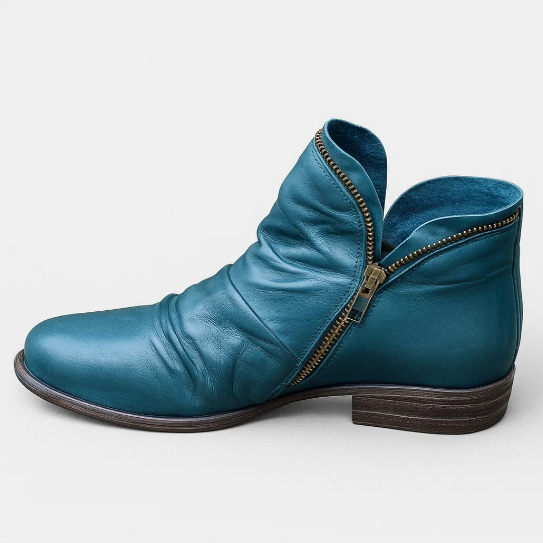 Renee | Women's Ruched Side Zip Ankle Boots
