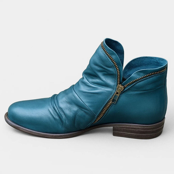 Renee | Women's Ruched Side Zip Ankle Boots