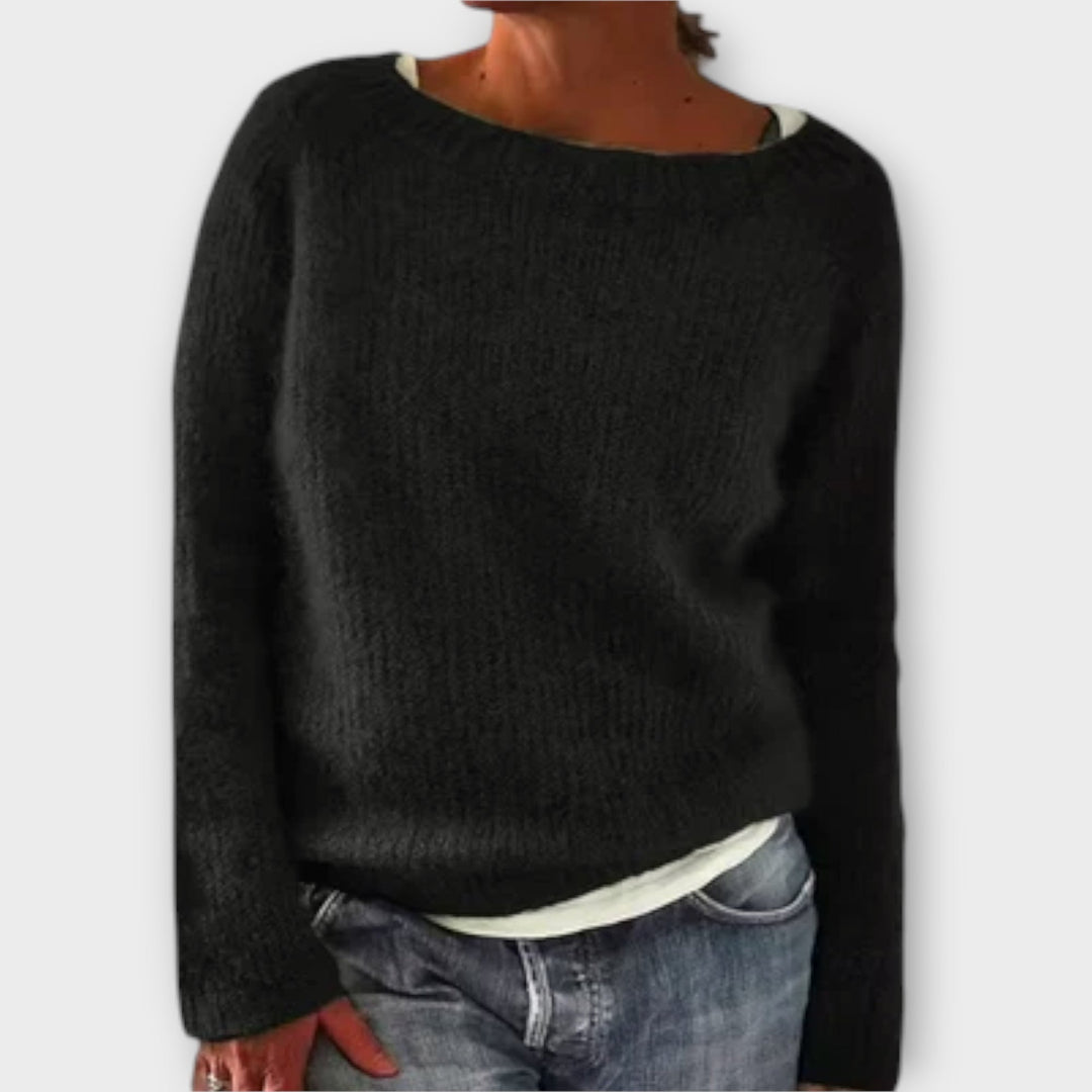 Roberta | Women's Ribbed Boat Neck Sweater