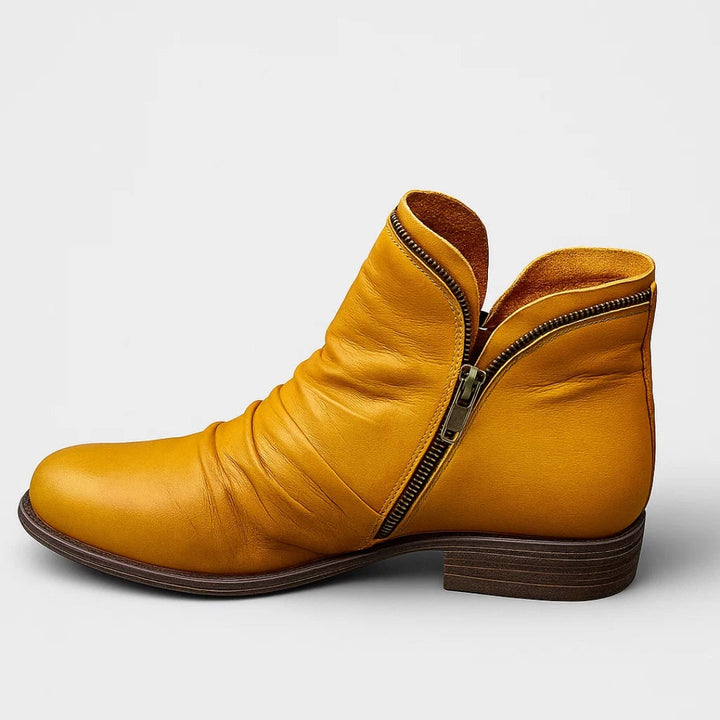 Renee | Women's Ruched Side Zip Ankle Boots