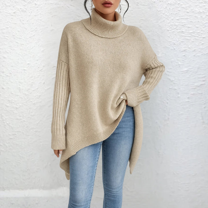 Celia | Women's Asymmetric Hem Turtleneck Sweater