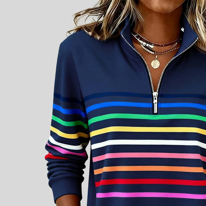 Harriet | Women's Striped Half-Zip Sweater