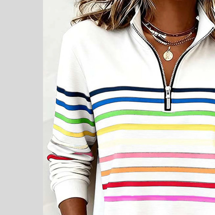 Harriet | Women's Striped Half-Zip Sweater