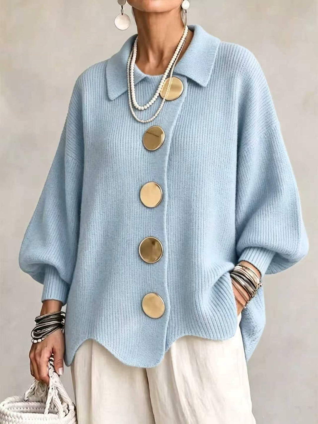 Vanessa | Women's Collared Button Knit Cardigan