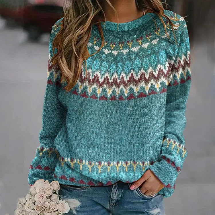 Dawn | Women's Fair Isle Round Neck Sweater