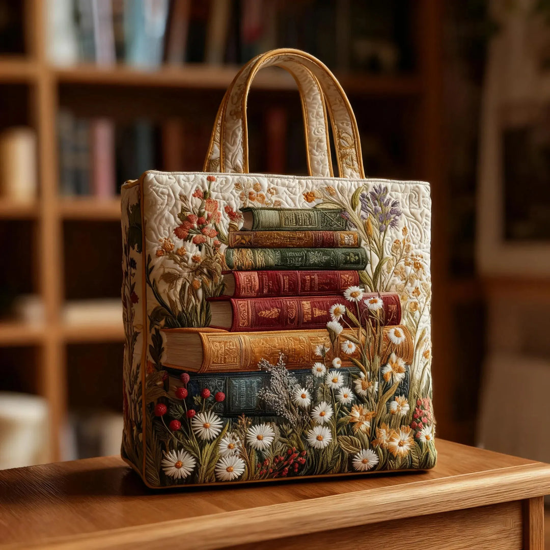 Primrose | Women's Quilted Book Print Tote Bag
