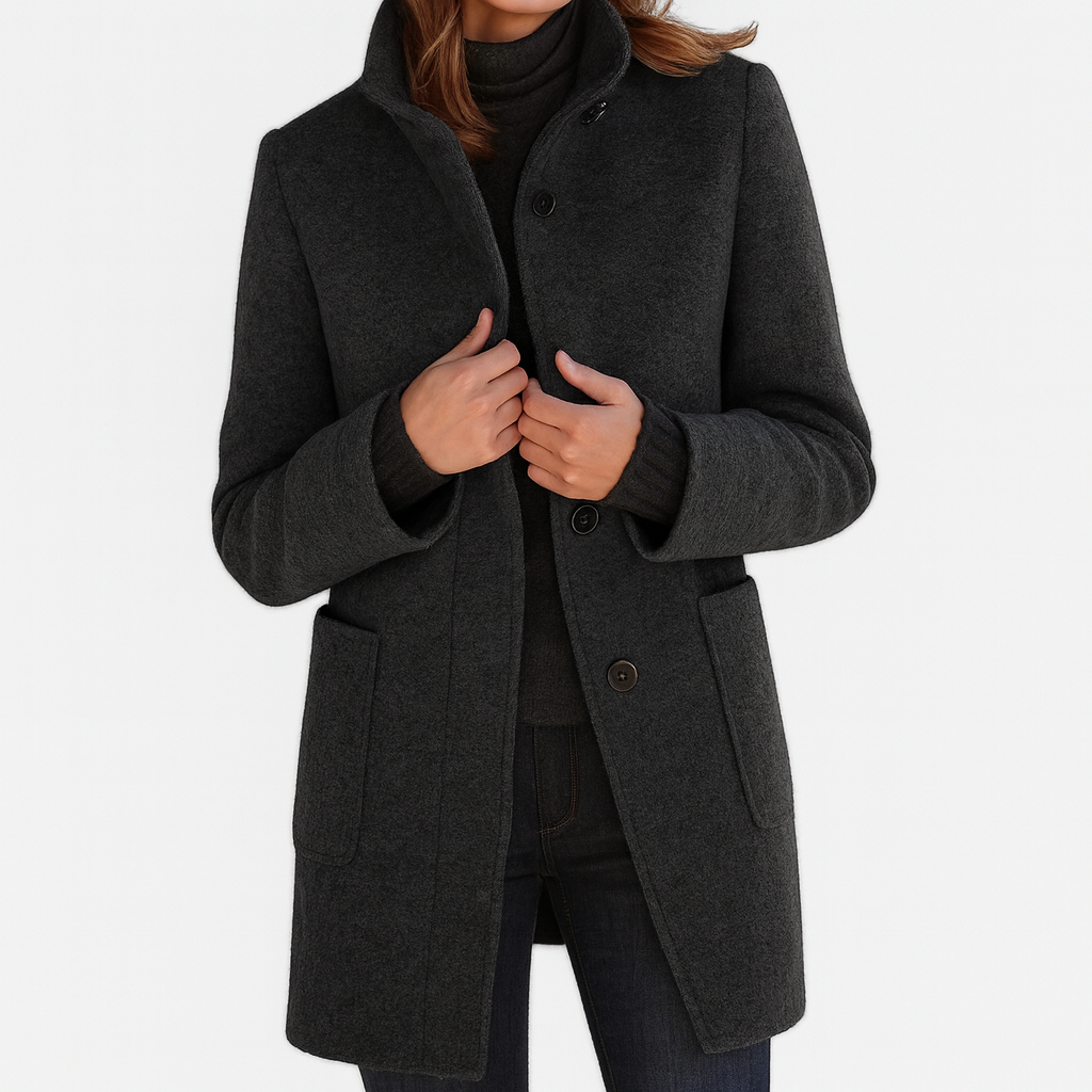 Ida | Women's High-Collar Button Front Coat