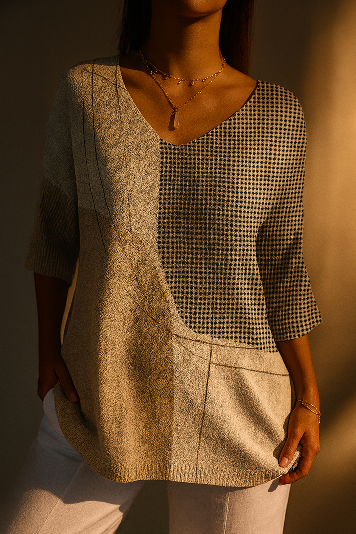 Julia | Women's Color Block Polka Dot Top