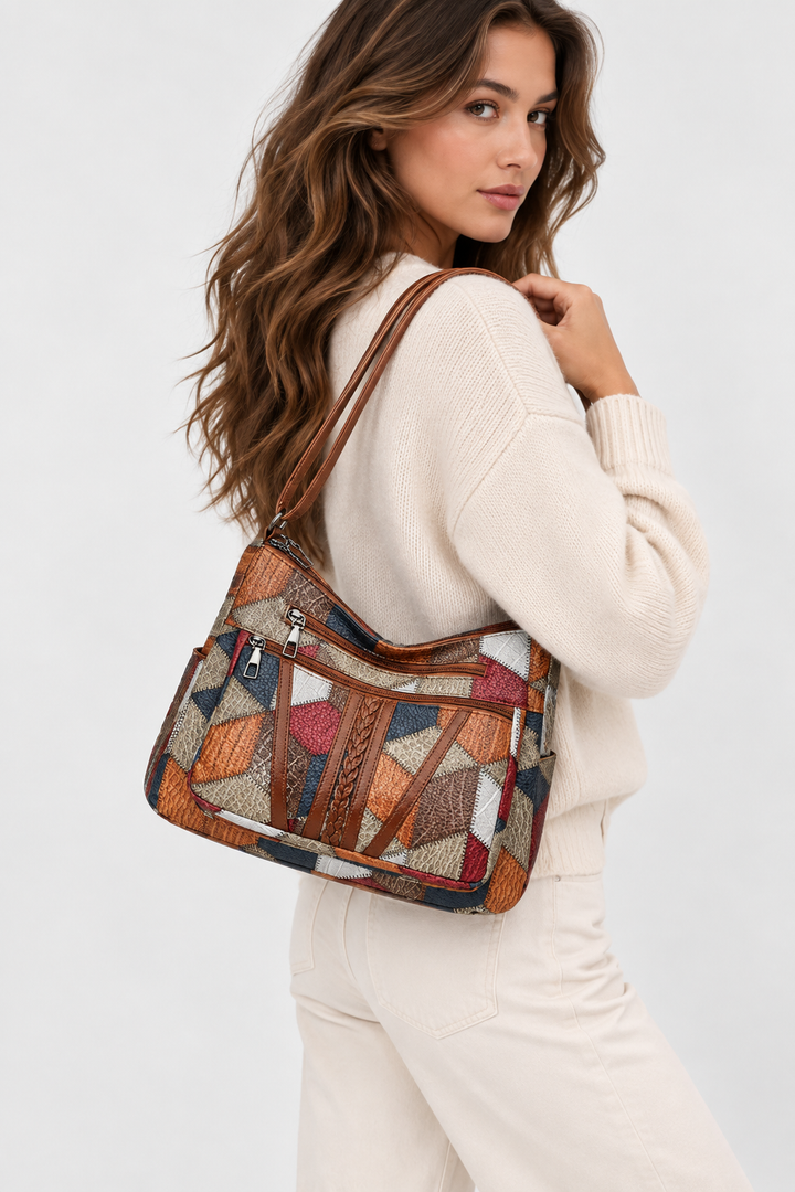 Jenna | Women's Patchwork Geometric Shoulder Bag