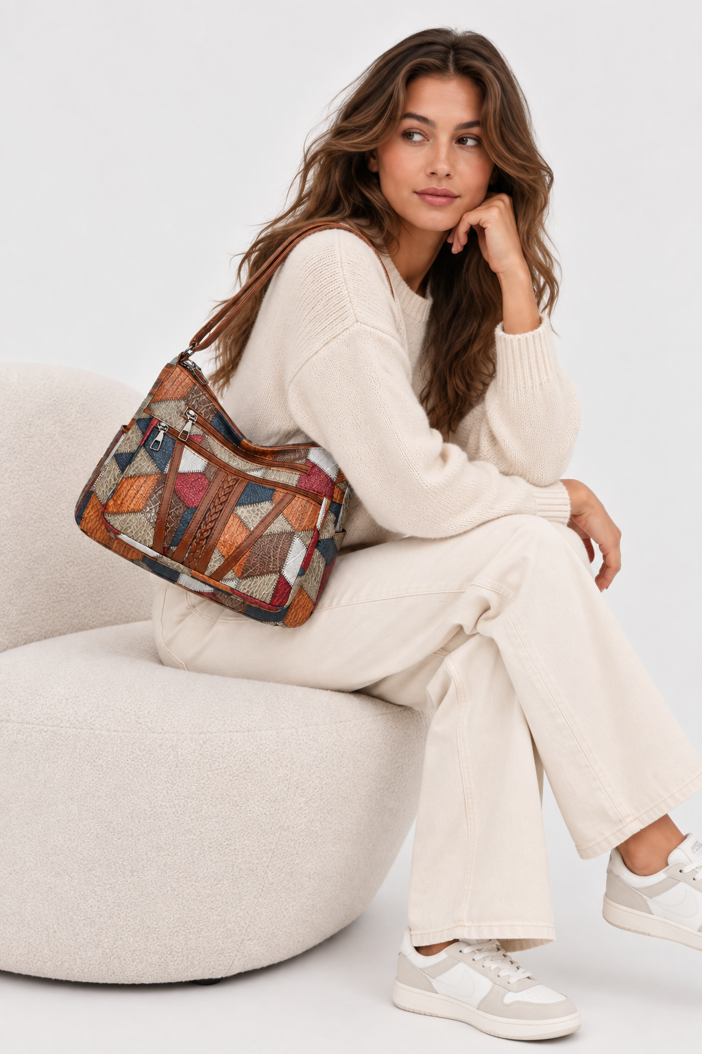Jenna | Women's Patchwork Geometric Shoulder Bag