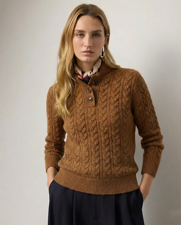 Stella | Women's Cable Knit Button Up Sweater