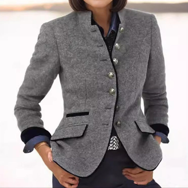 Kyra | Women's Stand Collar Button Front Blazer
