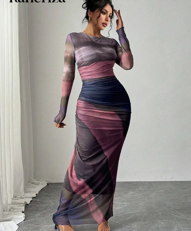 Saskia | Women's Printed Bodycon Maxi Dress