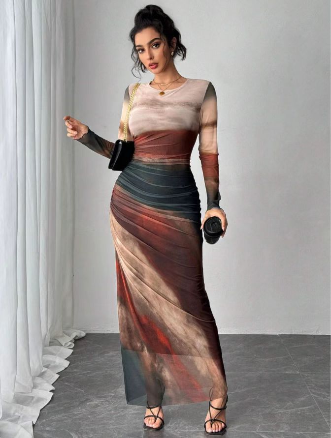 Saskia | Women's Printed Bodycon Maxi Dress