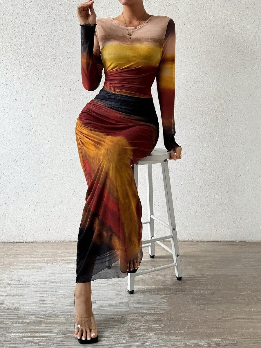 Saskia | Women's Printed Bodycon Maxi Dress