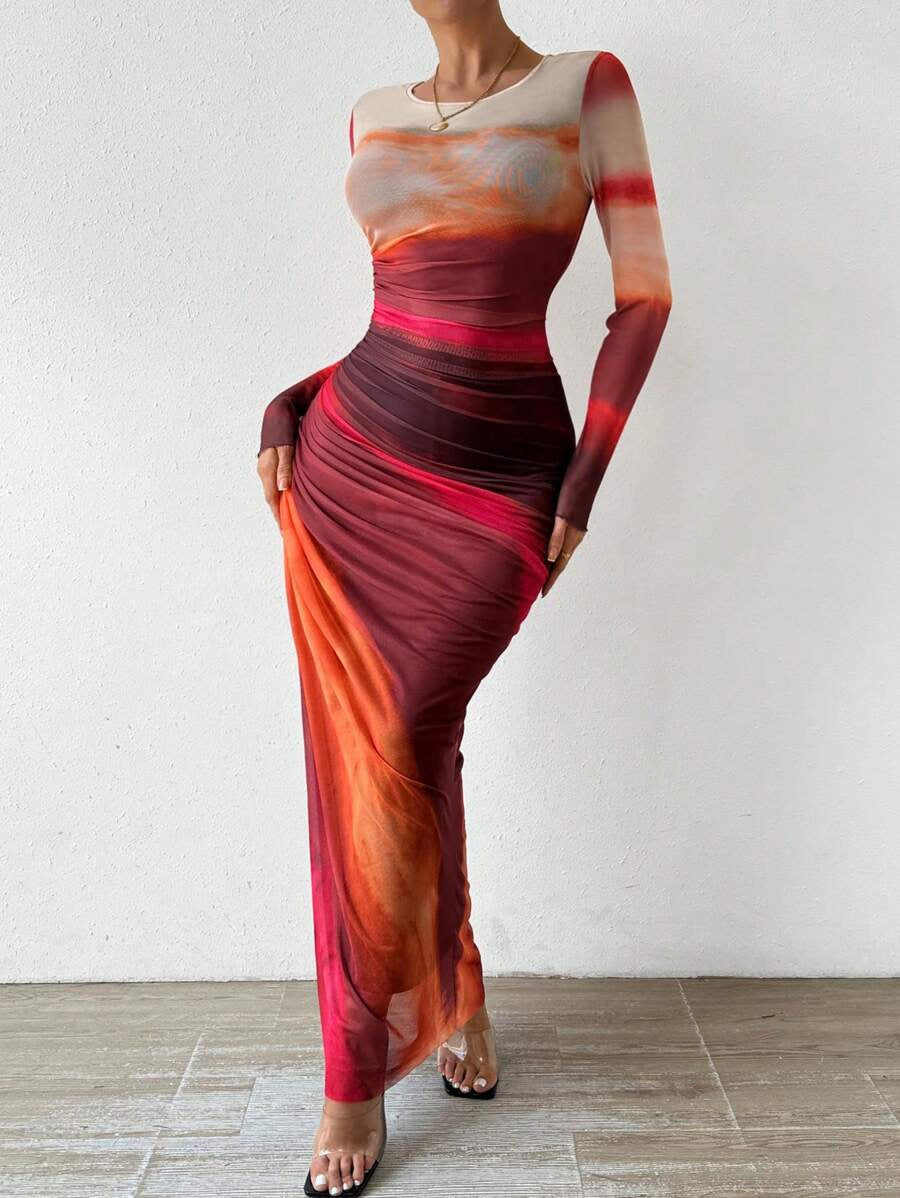 Saskia | Women's Printed Bodycon Maxi Dress