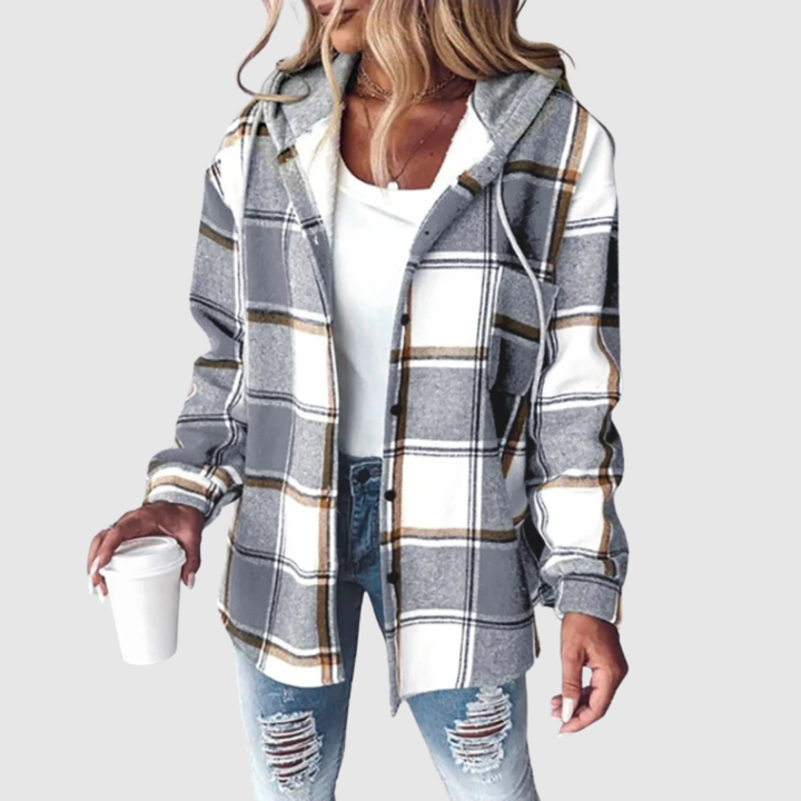 Andrea | Women's Checked Hooded Shirt Jacket