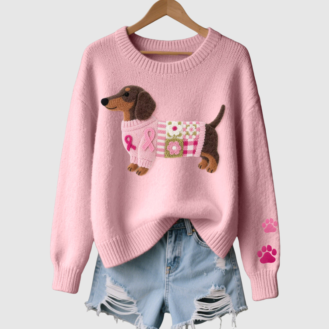 Whitney | Women's Dachshund Print Knitted Sweater