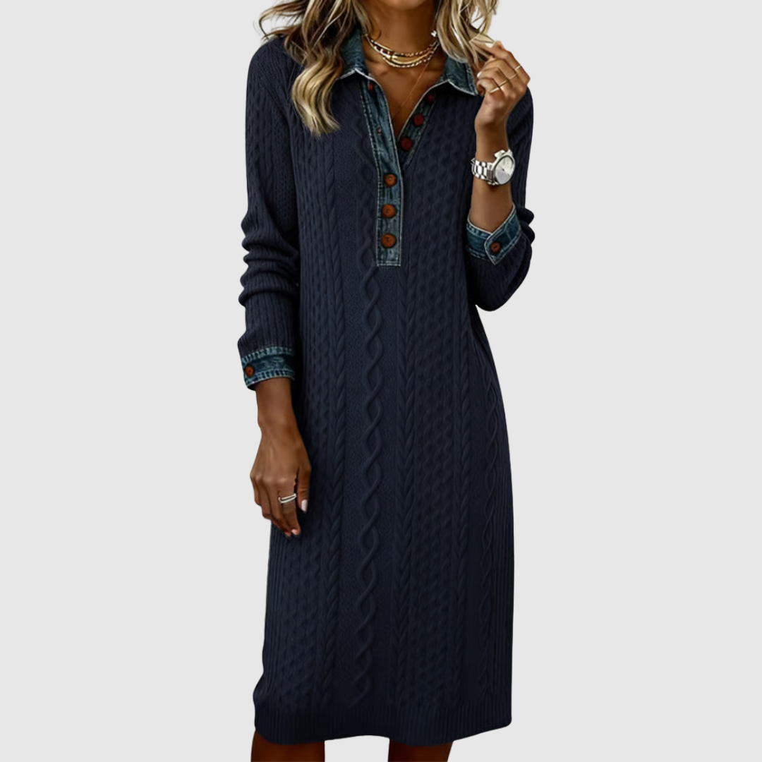 Amelie | Women's Cable Knit Midi Dress