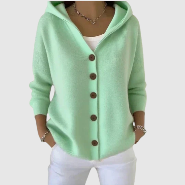 Agatha | Women's Hooded Knitted Button Cardigan