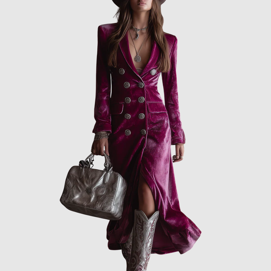 Virginia | Women's Lilac Velvet Blazer Maxi Dress