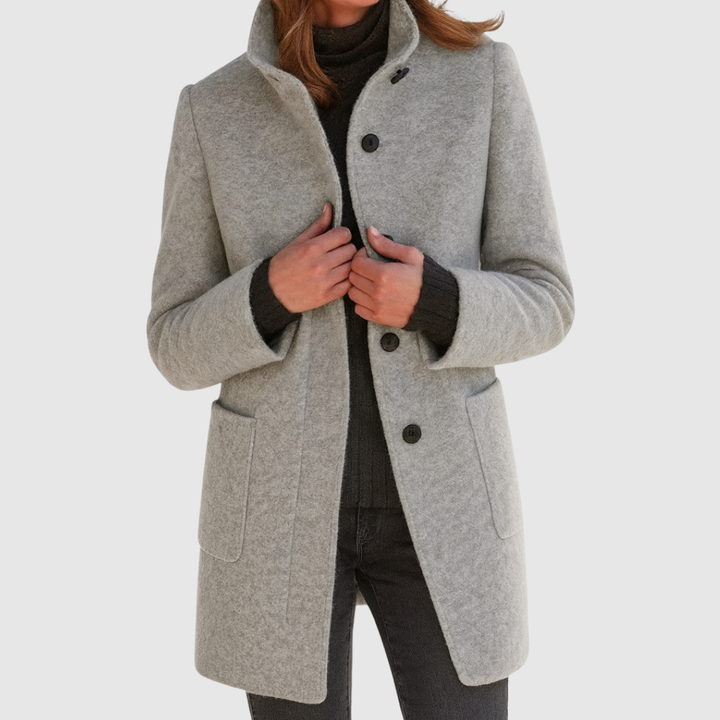 Ida | Women's High-Collar Button Front Coat