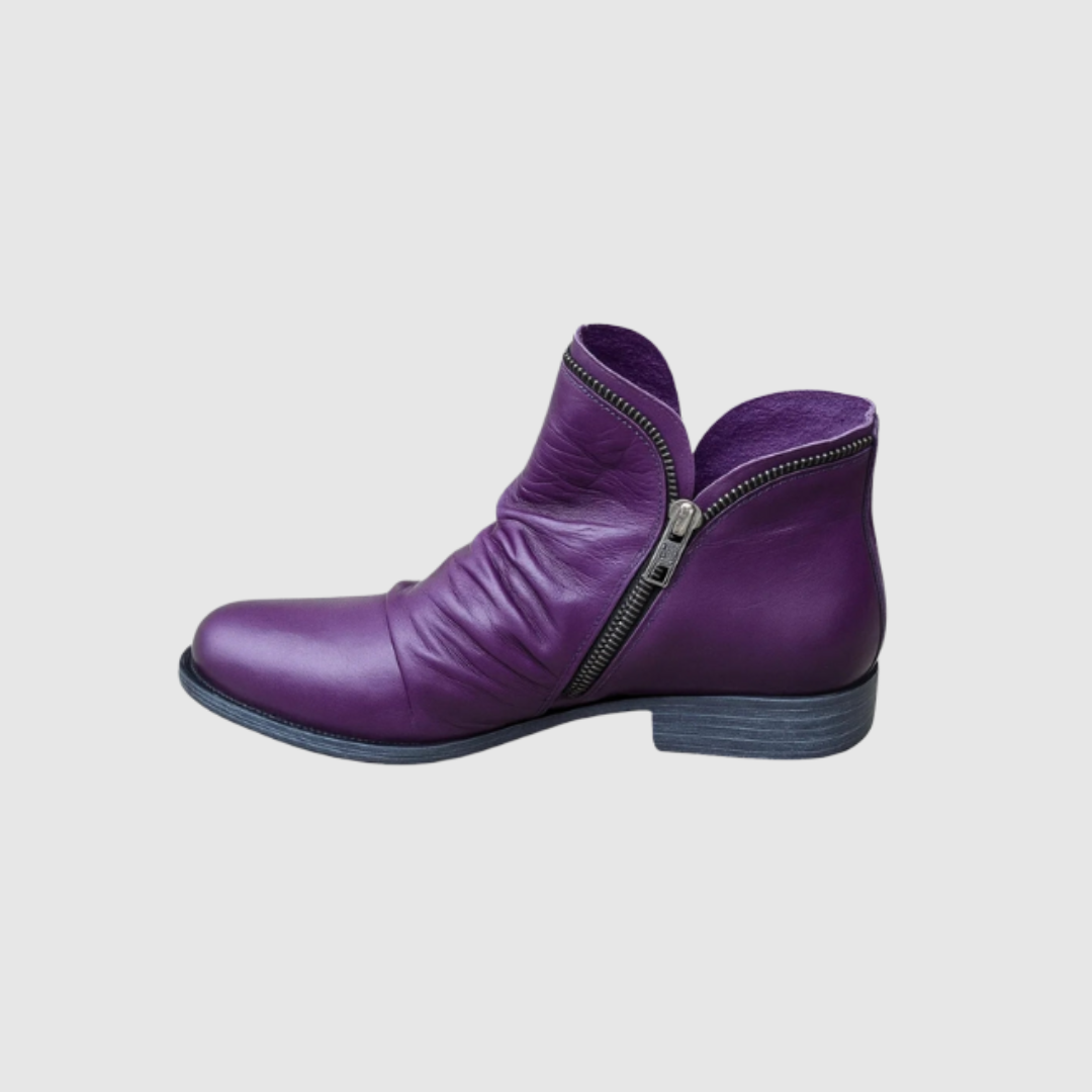 Renee | Women's Ruched Side Zip Ankle Boots