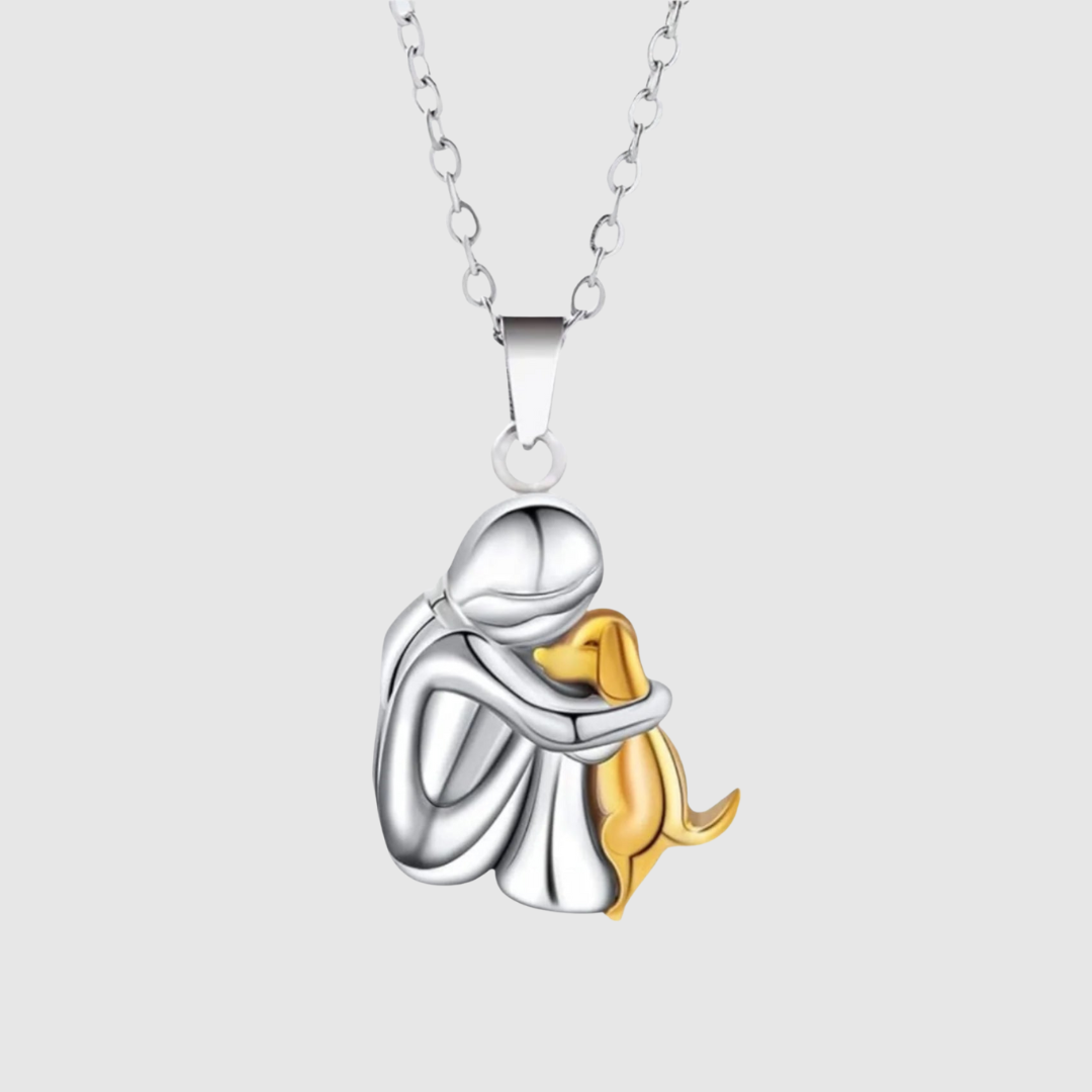 Marian | Women's Girl Hugging Dog Necklace