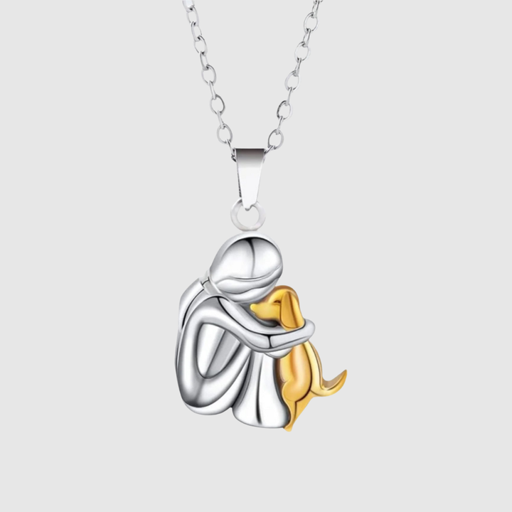 Marian | Women's Girl Hugging Dog Necklace