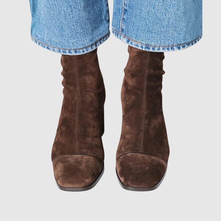 Lottie | Women's Brown Square Toe Ankle Boots