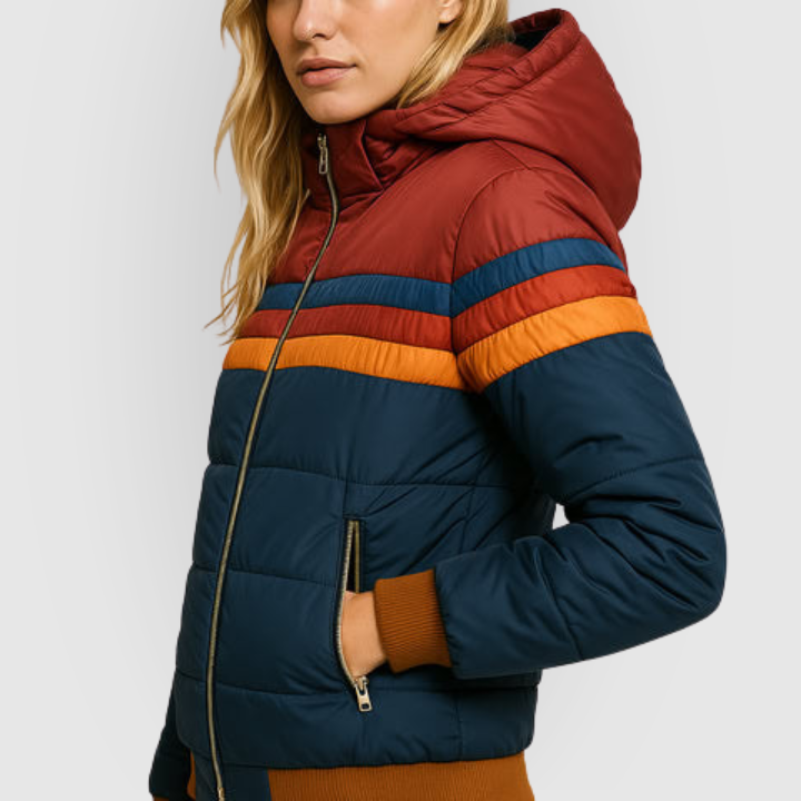 Kayla | Women's Color Block Striped Puffer Jacket