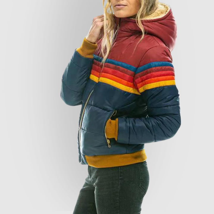 Kayla | Women's Color Block Striped Puffer Jacket